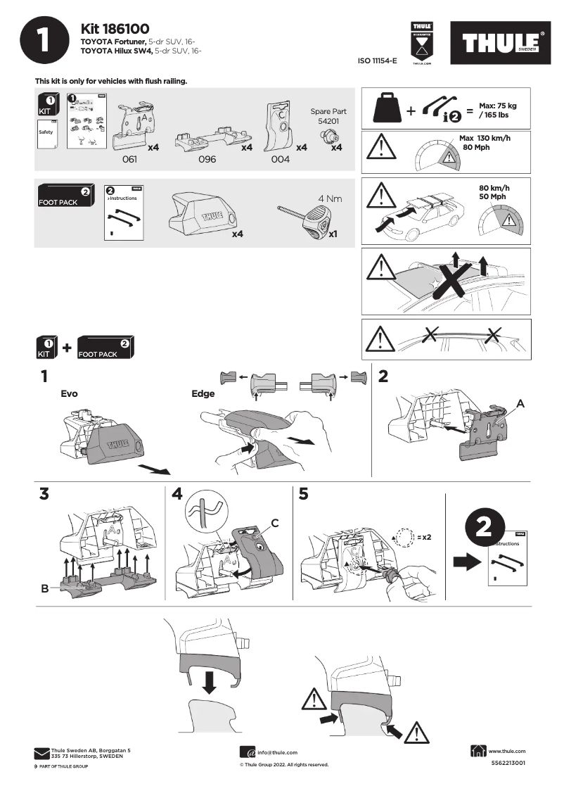 Page 1 de la notice Manuel utilisateur Thule Kit 186100