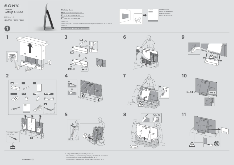 Page 1 de la notice Guide d'installation Sony Bravia Oled XBR-65A1E