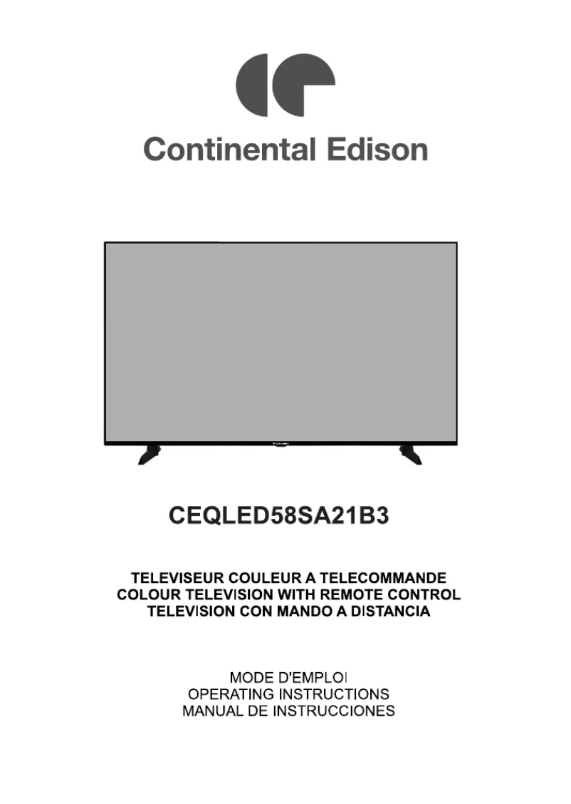 Page n°1 - Manuel utilisateur Continental Edison CEQLED58SA21B3