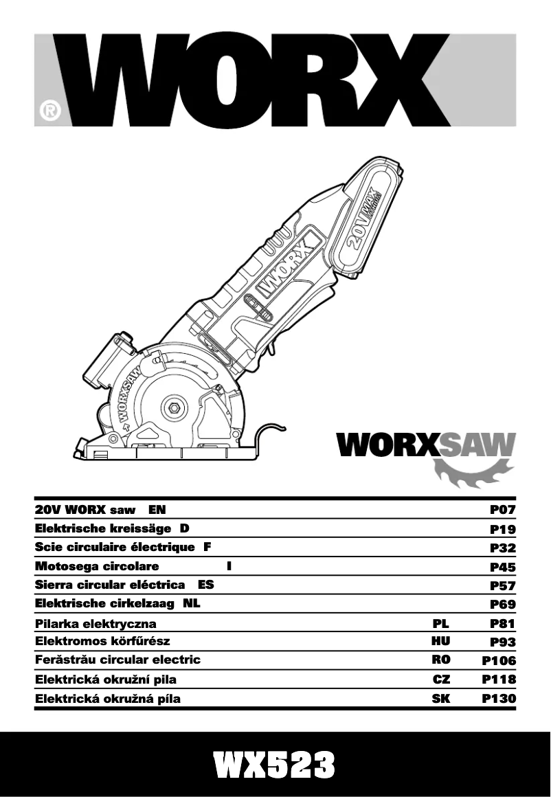 Page 1 de la notice Manuel utilisateur Worx WX523