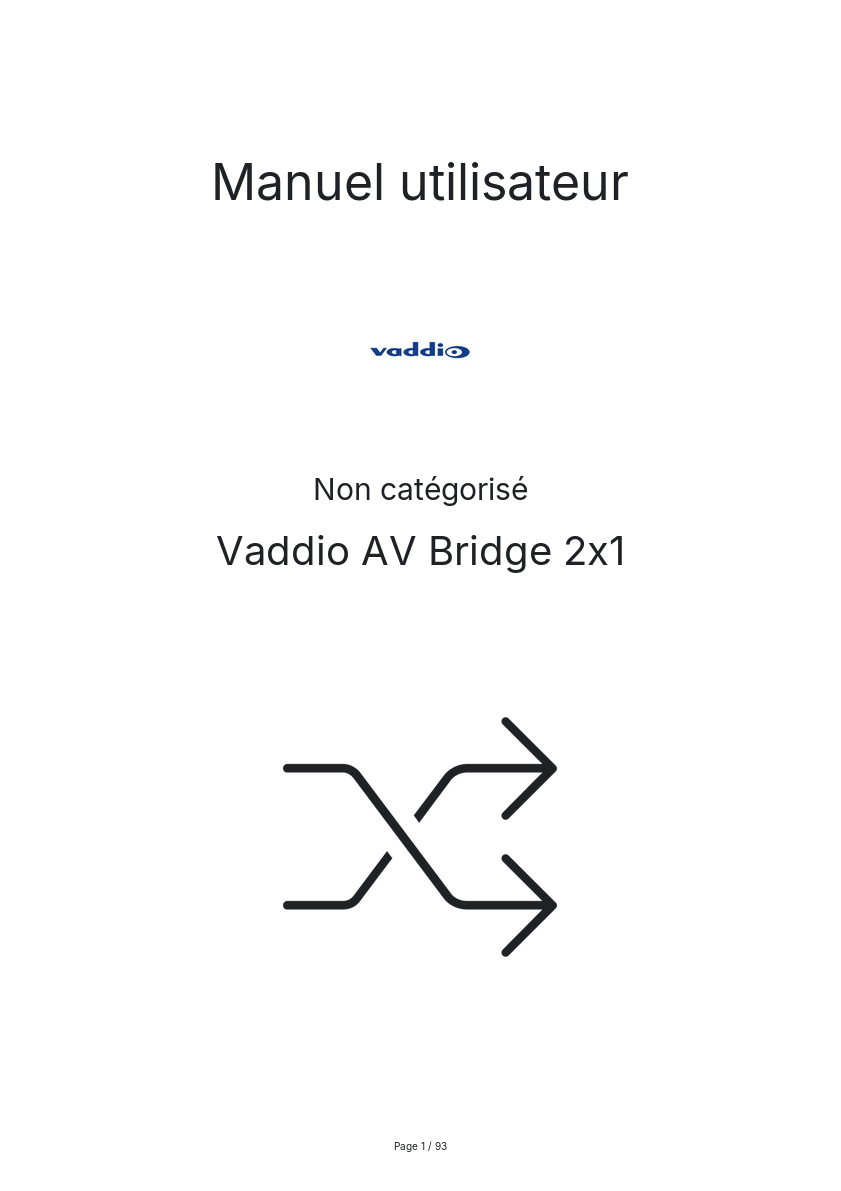 Page n°1 - Manuel utilisateur Vaddio AV Bridge 2x1