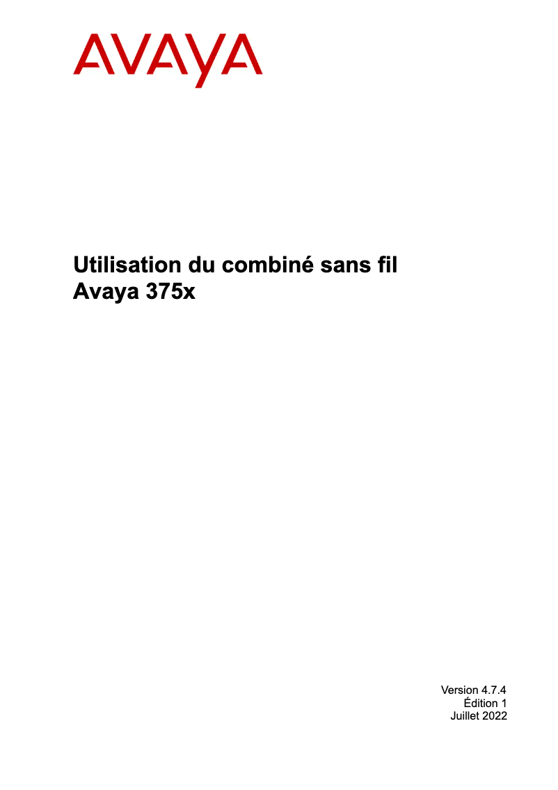 Page n°1 - Manuel utilisateur Avaya 3730