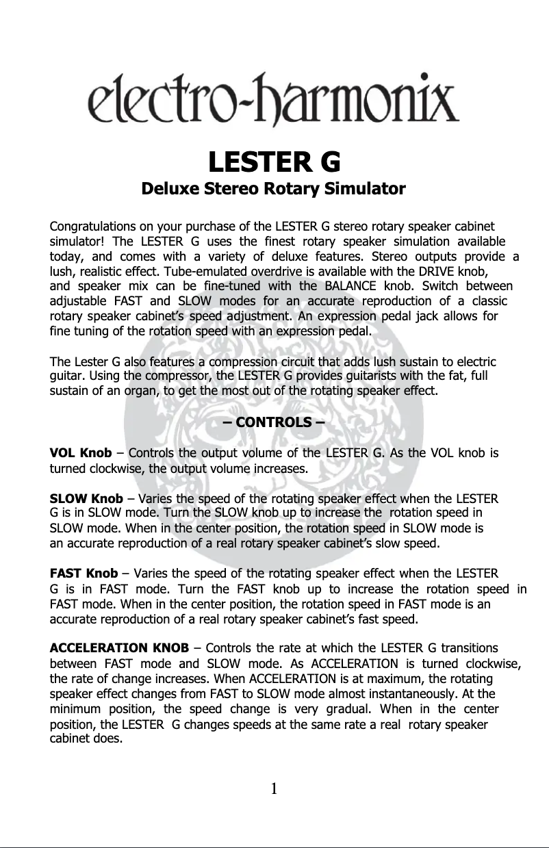 Image de la première page du manuel de l'appareil Lester G