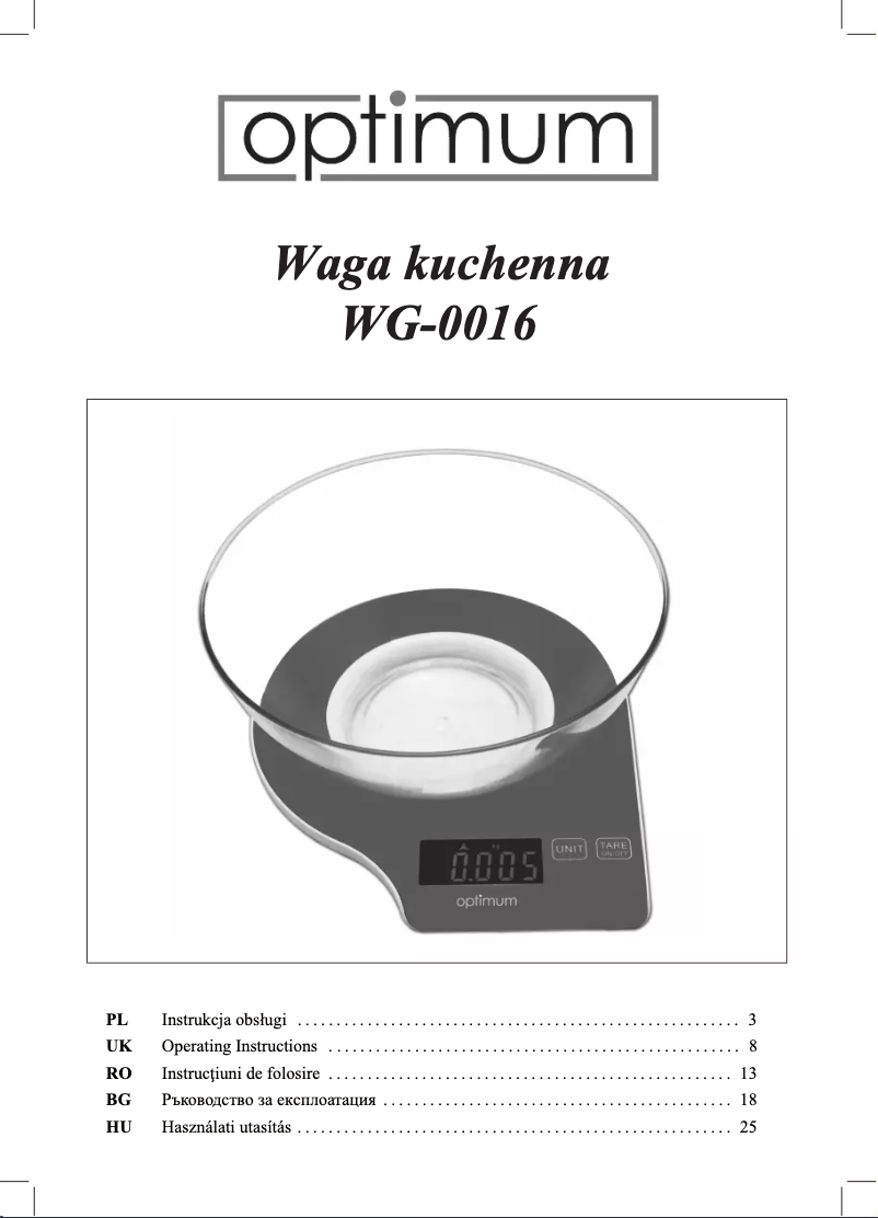 Image de la première page du manuel de l'appareil WG-0016