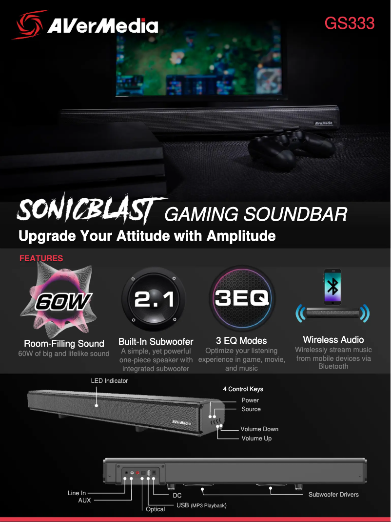 Page 1 de la notice Fiche technique AVerMedia Live Streamer Pop Filter BA310