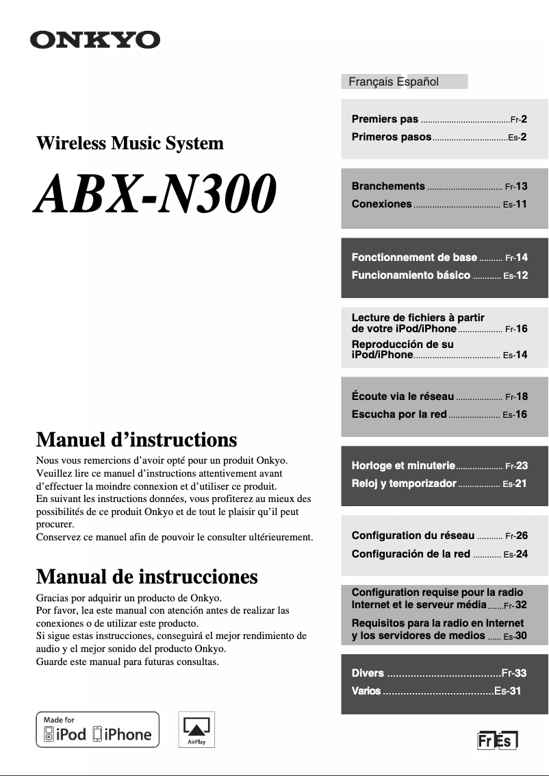 Image de la première page du manuel de l'appareil ABX-N300