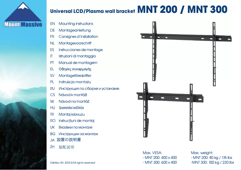 Page n°1 - Manuel utilisateur Mount Massive MNT 200