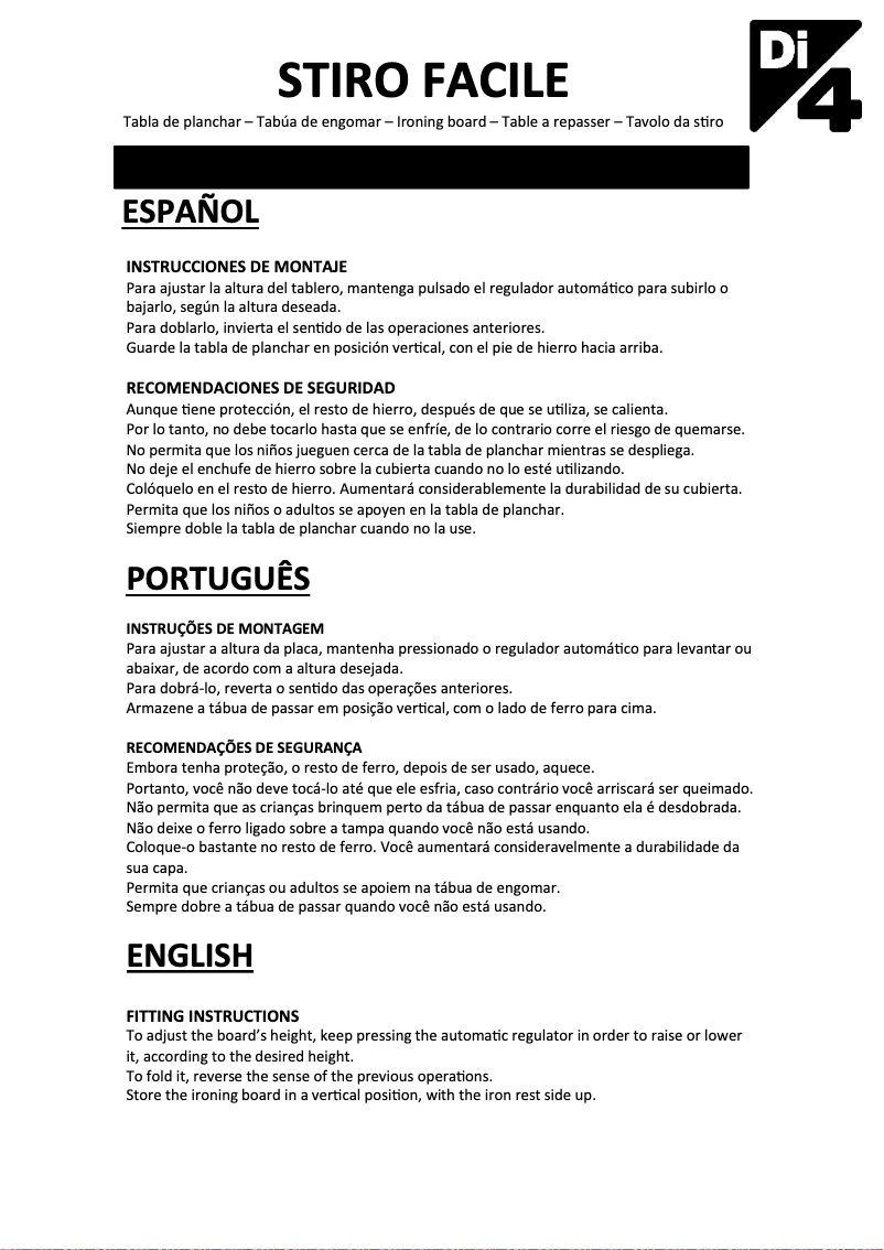 Page n°1 - Manuel utilisateur Di4 Stiro Facile