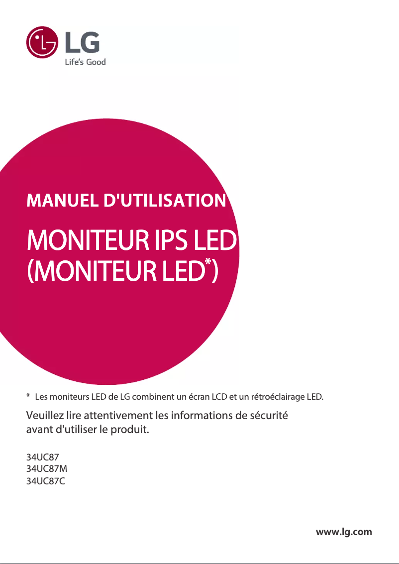 Page n°1 - Manuel utilisateur LG 34UC87