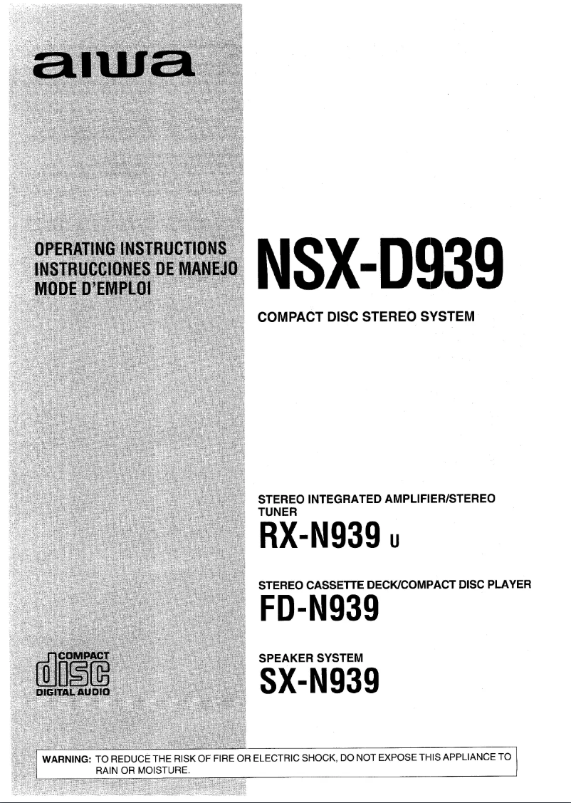 Image de la première page du manuel de l'appareil NSX-D939