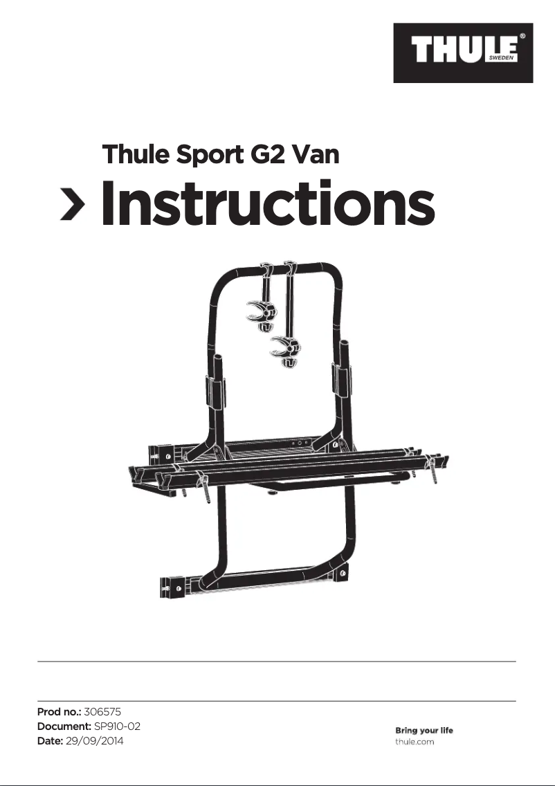 Page 1 de la notice Manuel utilisateur Thule Sport G2 Van