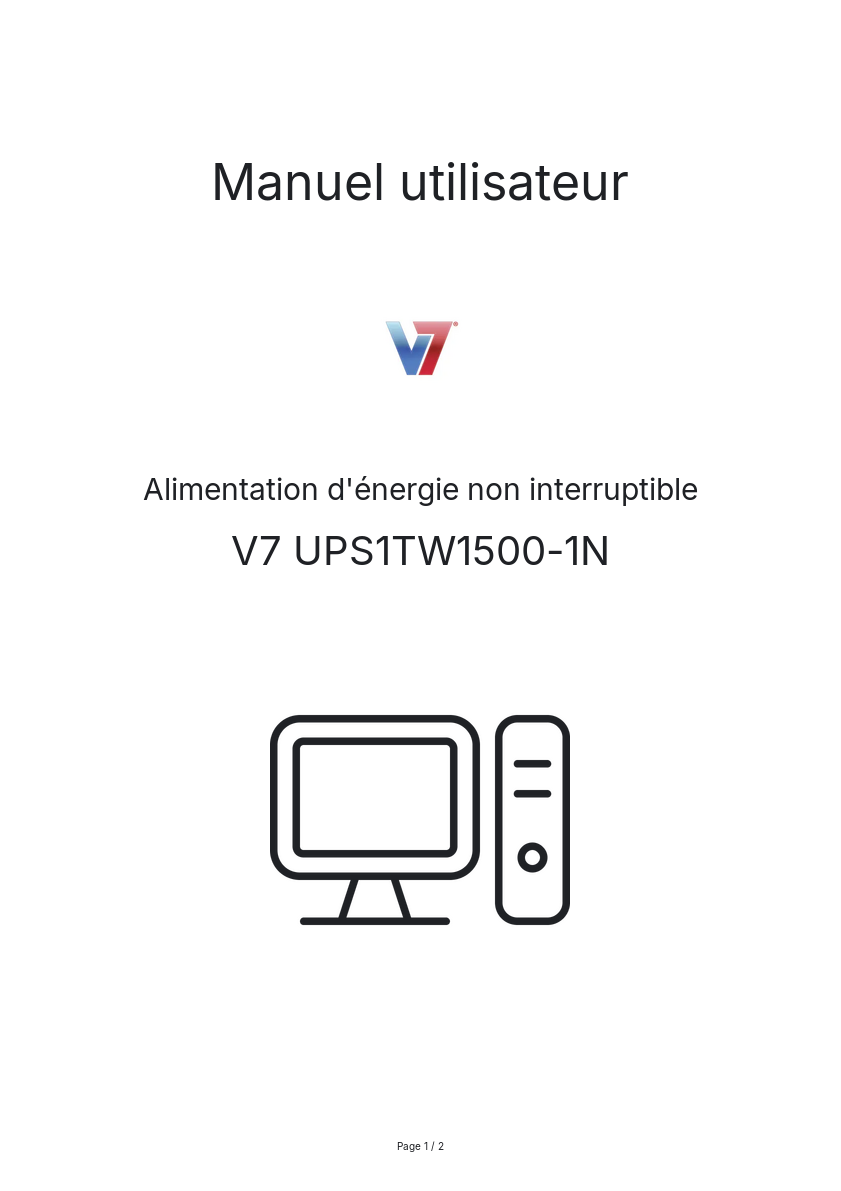 Image de la première page du manuel de l'appareil UPS1TW1500-1N