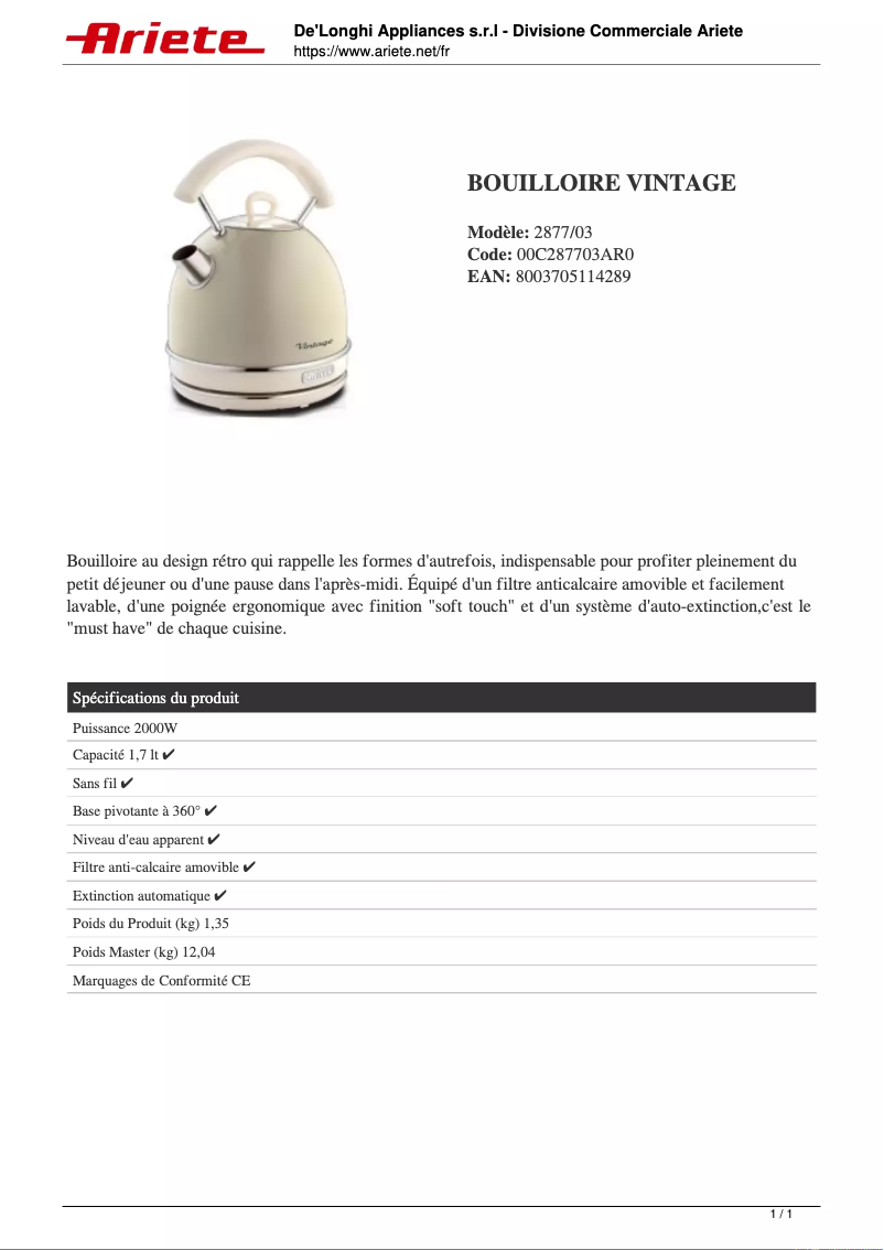 Image de la première page du manuel de l'appareil 2877