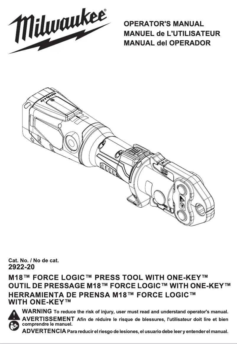 Image de la première page du manuel de l'appareil M18 Force Logic ONE-KEY 2922-22
