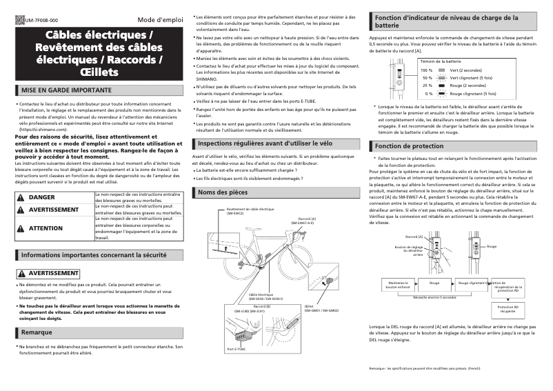 Page 1 de la notice Manuel utilisateur Shimano SM-GM02
