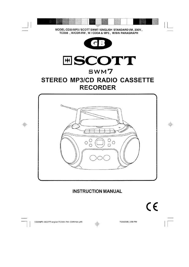 Image de la première page du manuel de l'appareil SW M7 GM