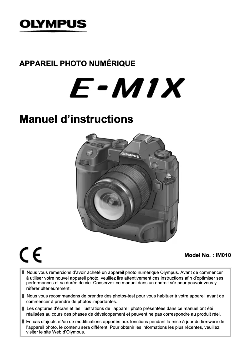 Page n°1 - Manuel utilisateur Olympus E‑M1X