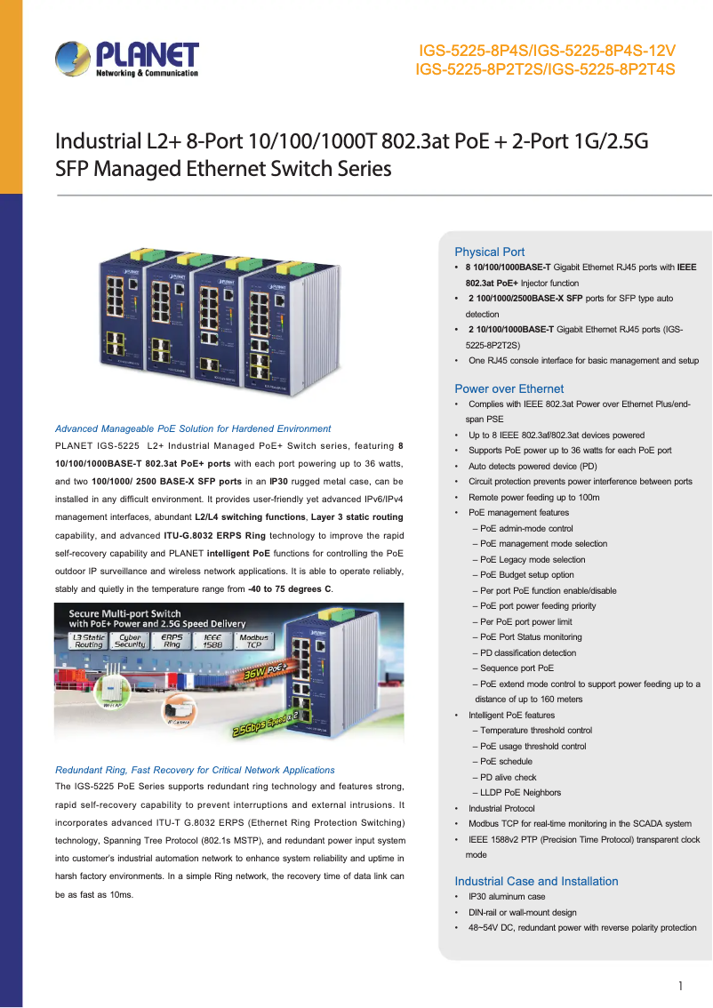 Image de la première page du manuel de l'appareil IGS-5225-8P4S
