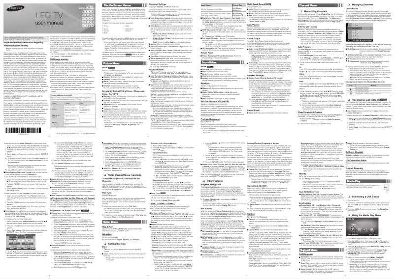 Page 1 de la notice Manuel utilisateur Samsung UN32EH4000F