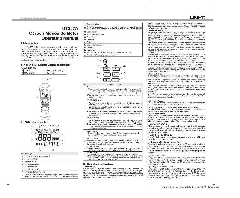 Image de la première page du manuel de l'appareil UT337A
