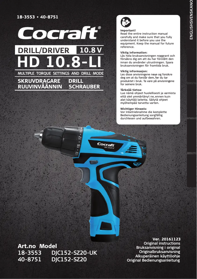 Image de la première page du manuel de l'appareil HD 10.8-LI