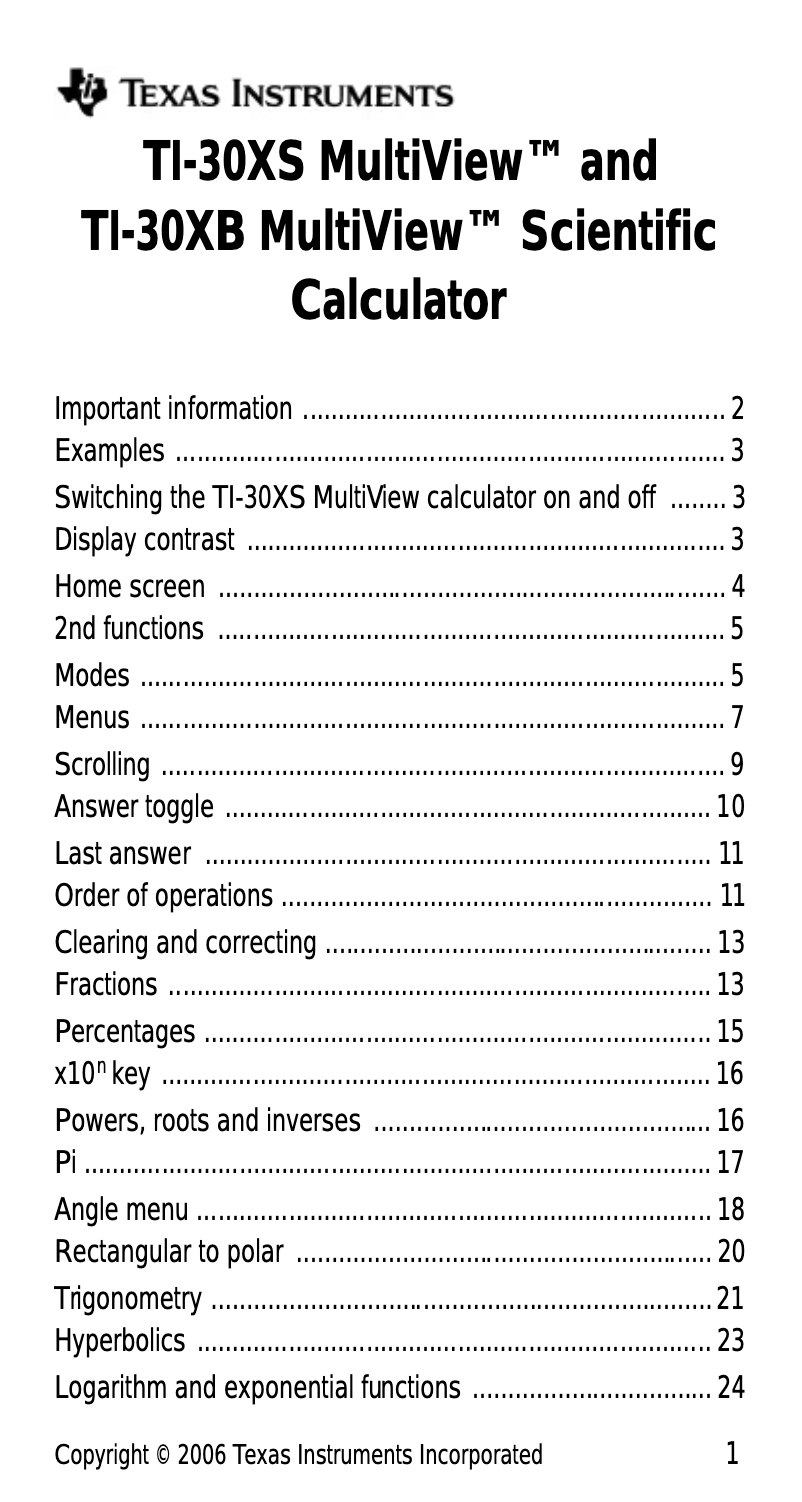 Page 1 de la notice Manuel utilisateur Texas Instruments 30XS MultiView