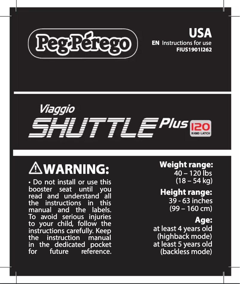 Page n°1 - Manuel utilisateur Peg Perego Viaggio Shuttle Plus 120