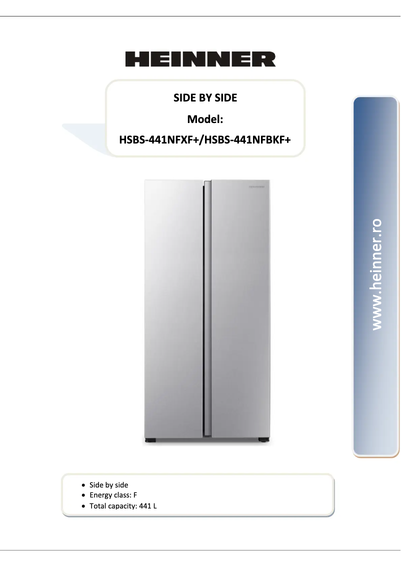 Page 1 de la notice Manuel utilisateur Heinner HSBS-441NFBKF+