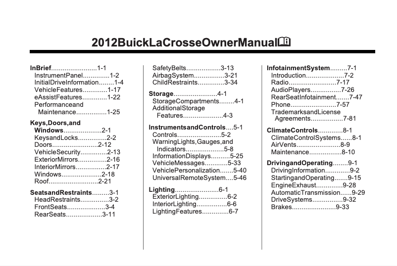 Image de la première page du manuel de l'appareil Lacrosse (2012)