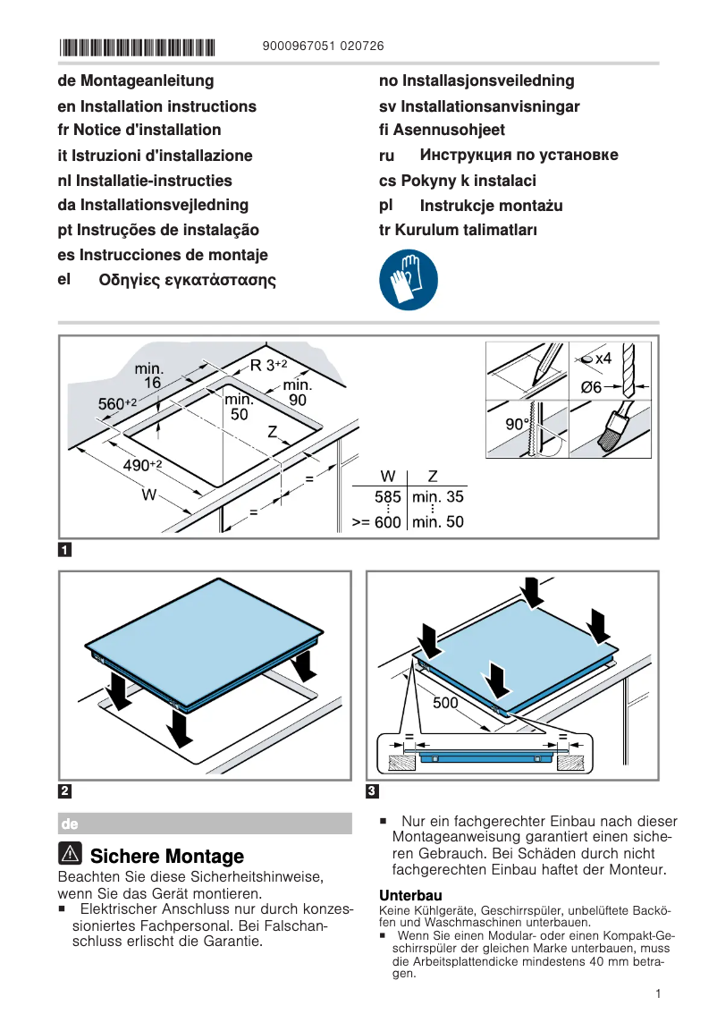 Page 1 de la notice Guide d'installation Siemens ET631FFP8E