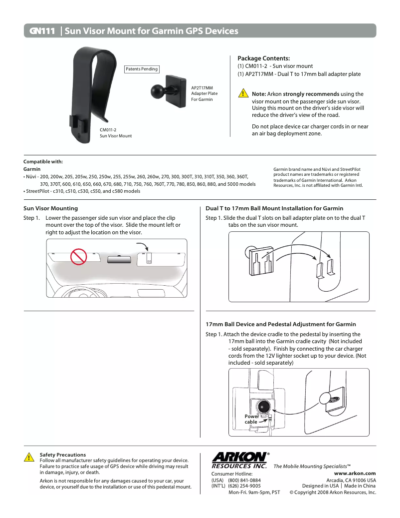 Page n°1 - Manuel utilisateur Arkon GN111