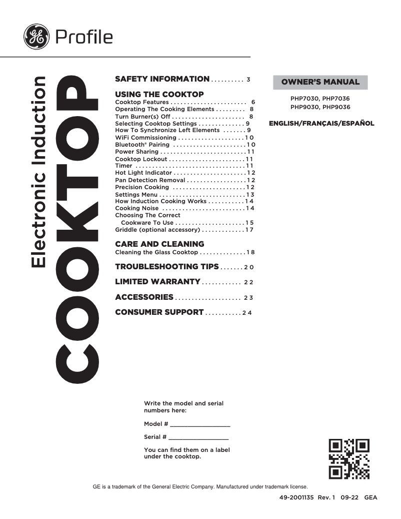 Página 1 del manual Manual de usuario GE Profile PHP9030STSS