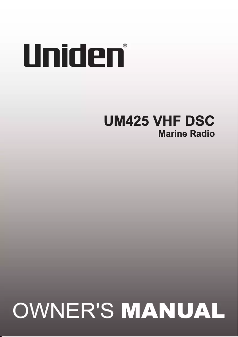 Page n°1 - Manuel utilisateur Uniden UM425 VHF DSC
