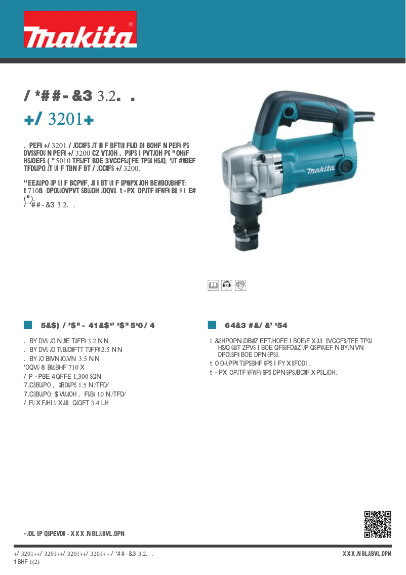 Page 1 de la notice Fiche technique Makita JN3201J