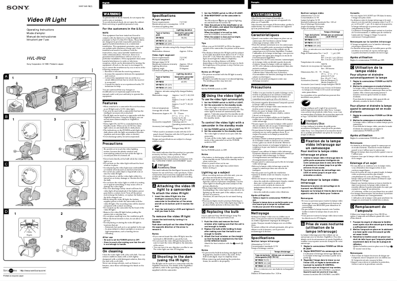 Página 1 del manual Manual de usuario Sony HVL-IRH2