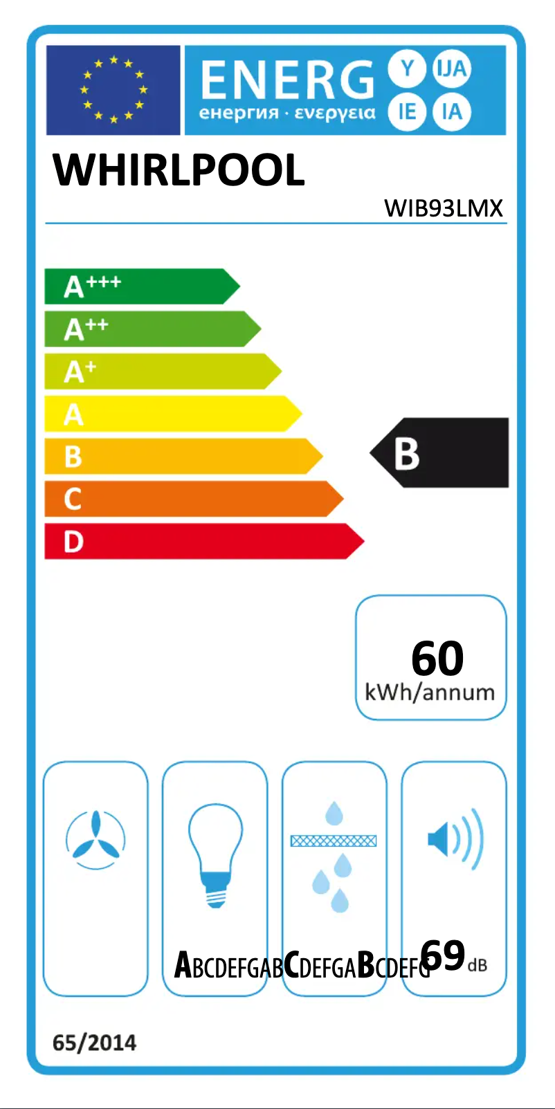 Page n°1 - Label énergétique Whirlpool WIB93LMX