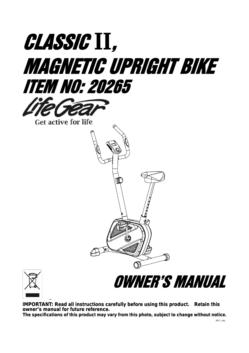 Página 1 del manual Manual de usuario Life Gear Classic II 20265