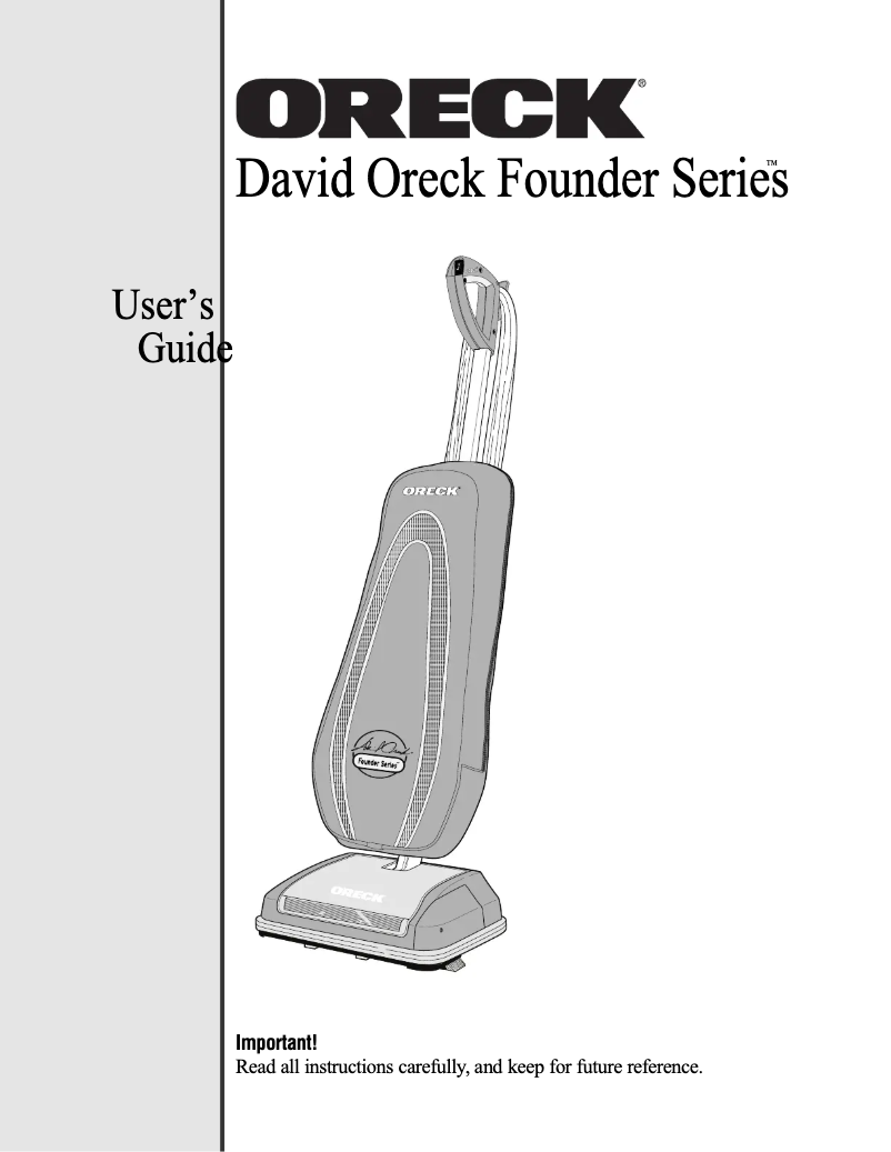 Image de la première page du manuel de l'appareil David Founders Series U3774HHBSQ