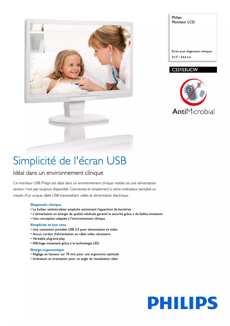 Page n°1 - Fiche technique Philips C221S3UCW