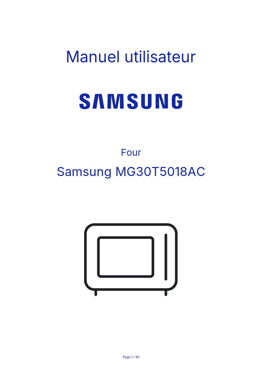 Page n°1 - Manuel utilisateur Samsung MG30T5018AC