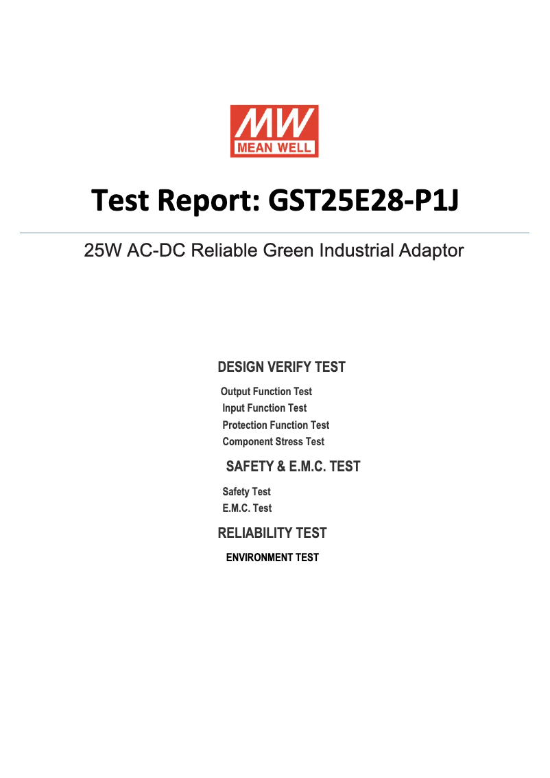 Page 1 de la notice Fiche technique Mean Well GST25E28-P1J