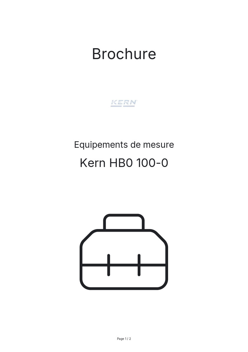 Page n°1 - Brochure Kern HB0 100-0