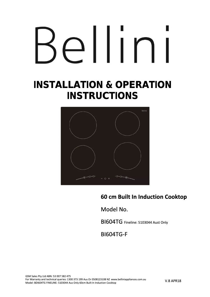 Page 1 de la notice Manuel utilisateur Bellini BI604TG