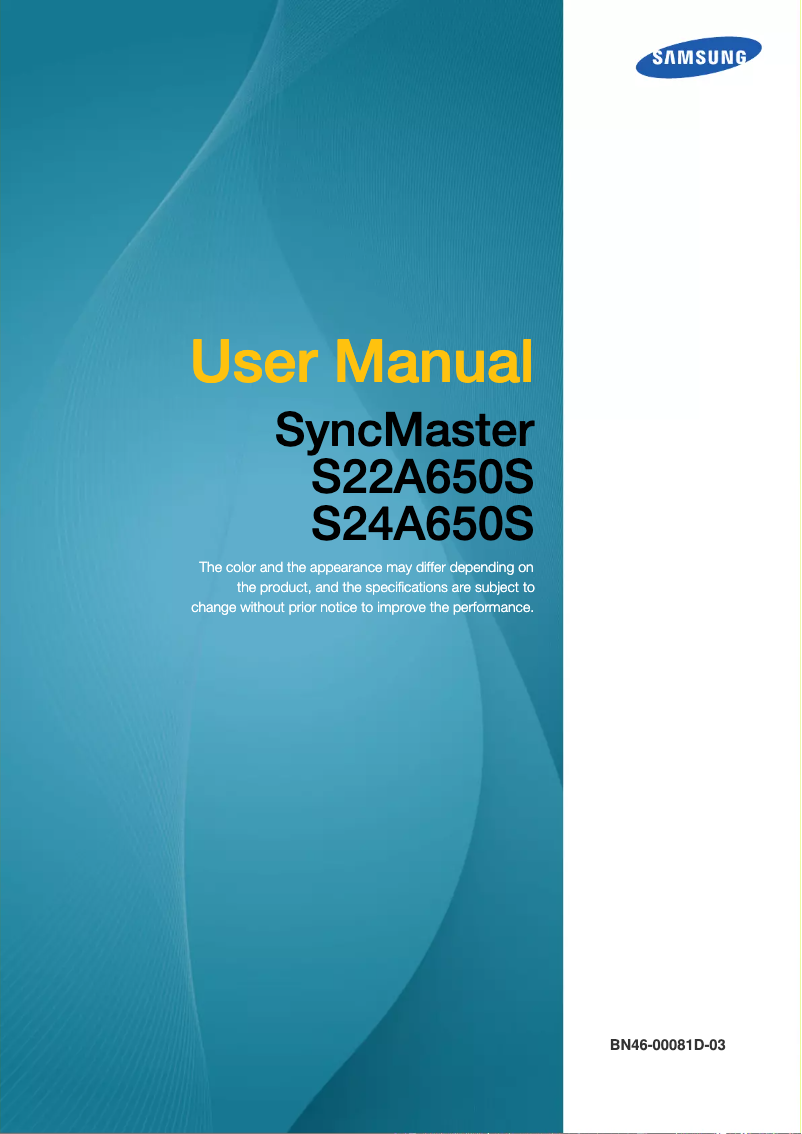 Page n°1 - Manuel utilisateur Samsung SyncMaster S22A650S