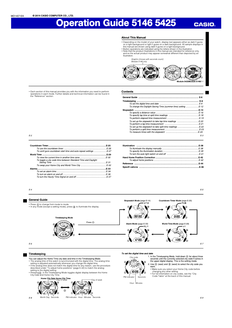 Page n°1 - Manuel utilisateur Casio G-Shock GA-110LN-1AER