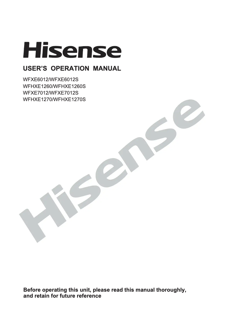Page n°1 - Manuel utilisateur Hisense WFXE6012S