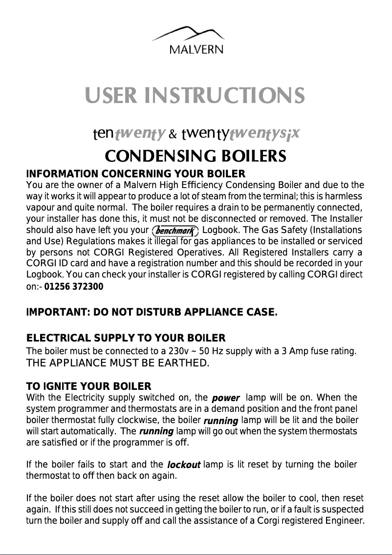 Page 1 de la notice Manuel utilisateur Malvern 1020