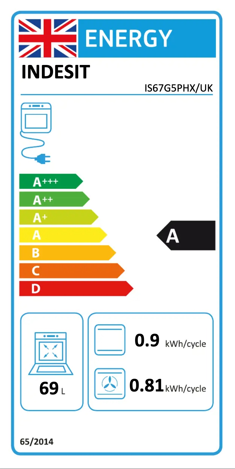 Page n°1 - Label énergétique Indesit IS67G5PHX/UK