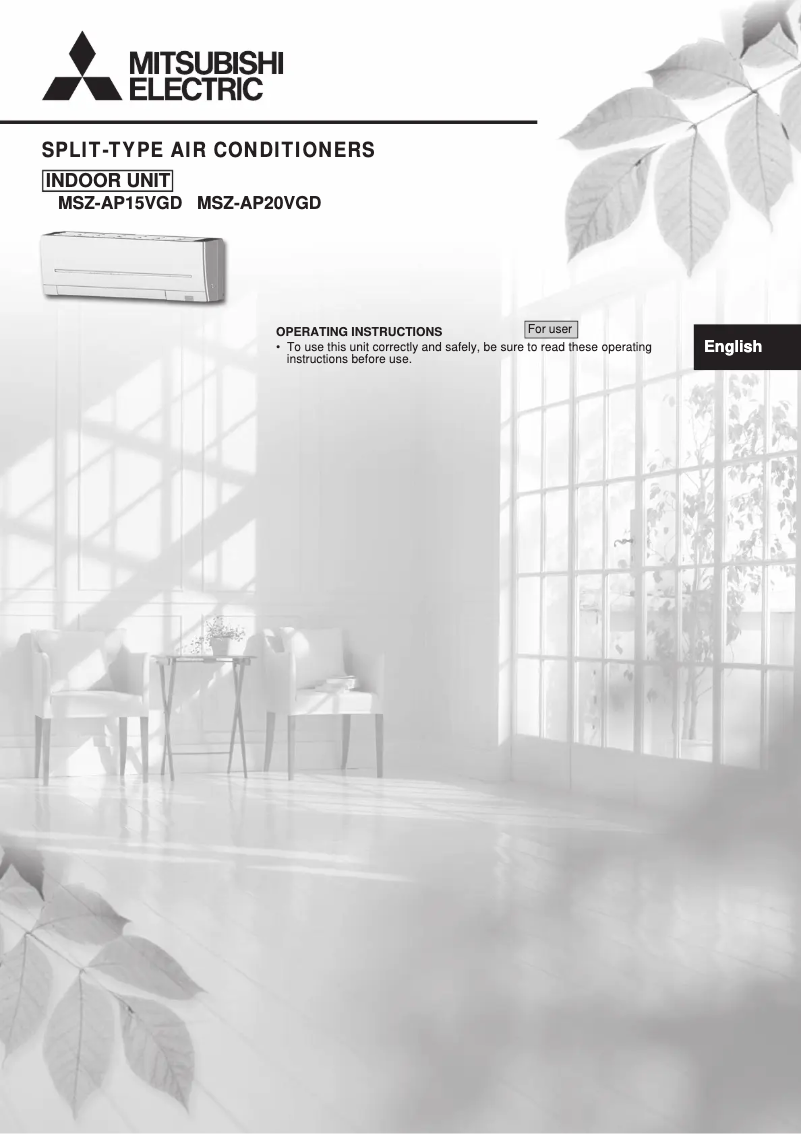 Page 1 de la notice Manuel utilisateur Mitsubishi MSZ-AP15-20VGD