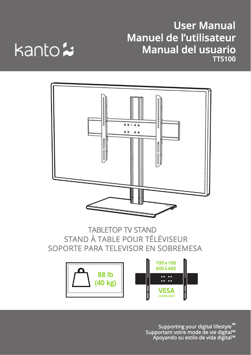 Page 1 de la notice Manuel utilisateur Kanto TTS100